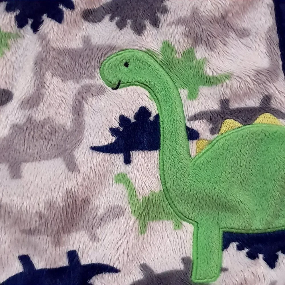 Child‎ of Mine by Carter's Dinosaur Baby Blanket navy Blue Green Sherpa Dinos